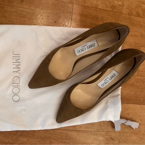 Jimmy Choo Khaki/Olive Suede Women's Pumps - Picture 3 of 5